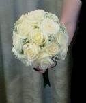 Bouquet mariée roses blanches et gypsophiles - Boutique Vergez Tarnos